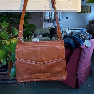 Vintage Fossil 1954 Genuine Brown Leather Shoulder Crossbody Bag Purse 75082